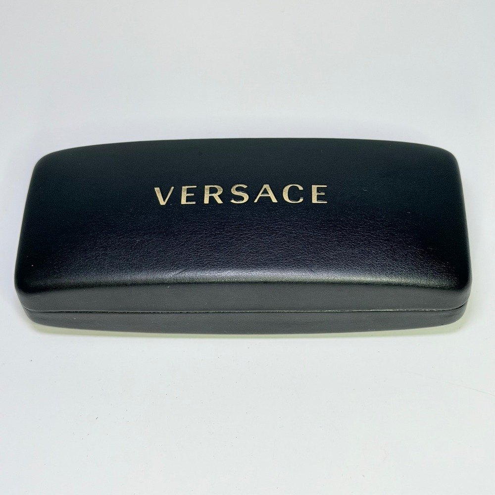 Versace Black Hard Sunglasses Case Gold Logo Eyewear Protector with Booklet